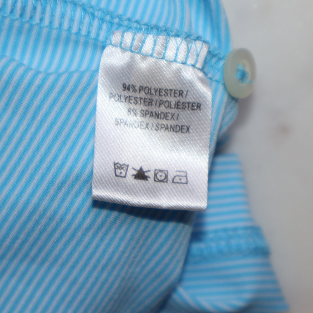 F&G Tech Mens Blue Striped Governors Club North Carolina Golf Polo Shirt L - Picture 7 of 8